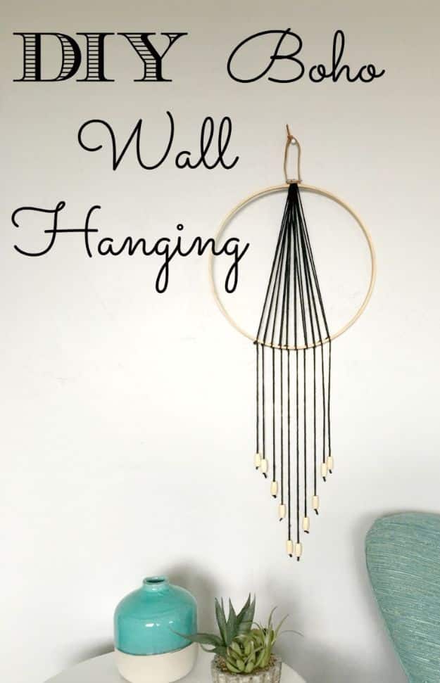 DIY Wall Hangings - DIY Boho Wall Hanging - Easy Yarn Projects , Macrame Ideas , Fabric Tapestry and Paper Arts and Crafts , Planter and Wood Board Ideas for Bedroom and Living Room Decor - Cute Mobile and Wall Hanging for Nursery and Kids Rooms #wallart #diy #roomdecor