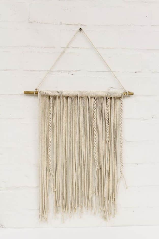 DIY Wall Hangings - DIY Plaited Wall Hanging - Easy Yarn Projects , Macrame Ideas , Fabric Tapestry and Paper Arts and Crafts , Planter and Wood Board Ideas for Bedroom and Living Room Decor - Cute Mobile and Wall Hanging for Nursery and Kids Rooms #wallart #diy #roomdecor