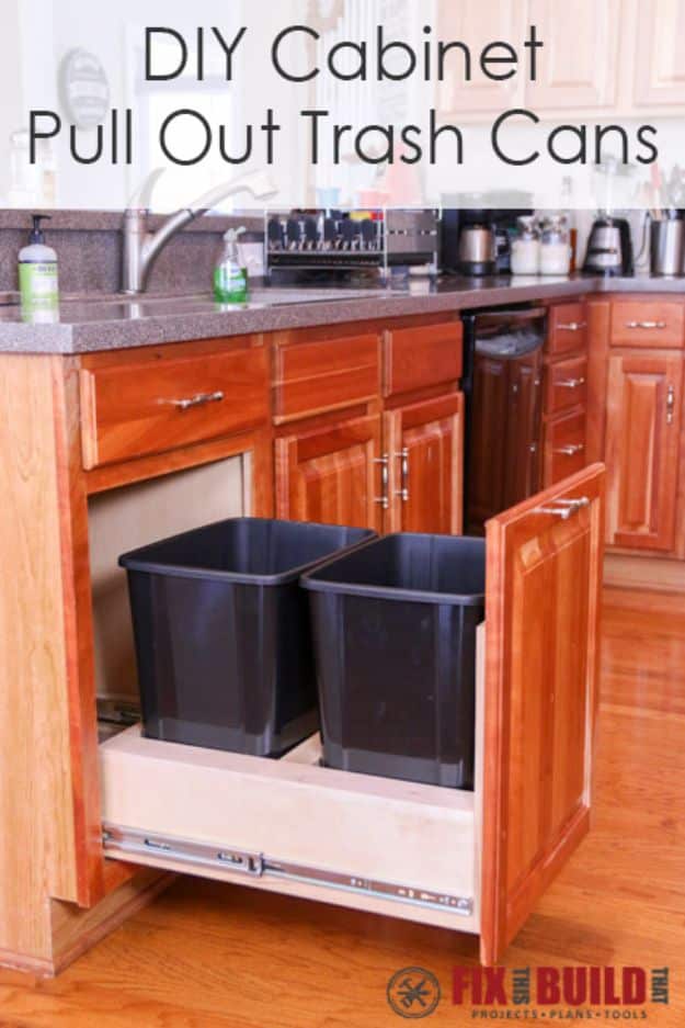 DIY Kitchen Cabinet Ideas - DIY Pull Out Trash Can - Makeover and Before and After - How To Build, Plan and Renovate Your Kitchen Cabinets - Painted, Cheap Refact, Free Plans, Rustic Decor, Farmhouse and Vintage Looks, Modern Design and Inexpensive Budget Friendly Projects 