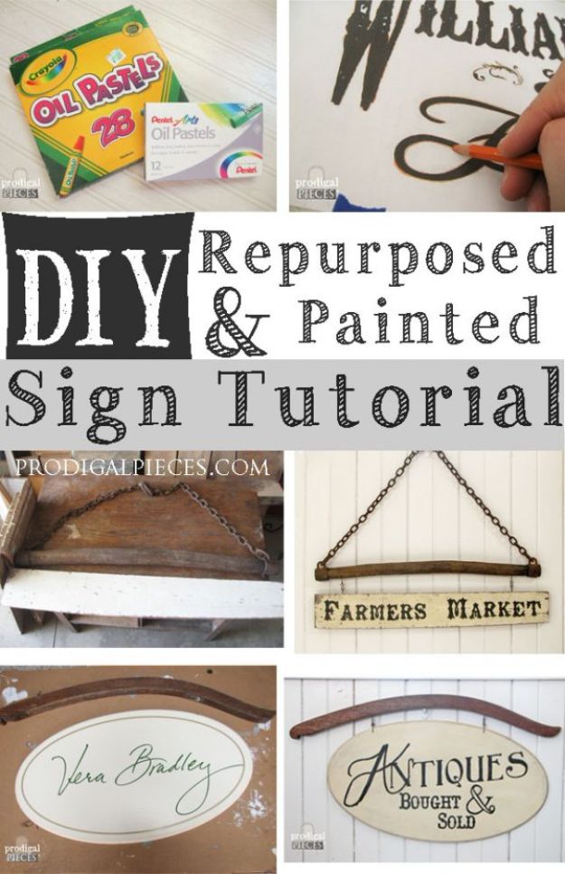 DIY Vintage Signs - DIY Repurposed Sign - Rustic, Vintage Sign Projects to Make At Home - Creative Home Decor on a Budget and Cheap Crafts for Living Room, Bedroom and Kitchen - Paint Letters, Transfer to Wood, Aged Finishes and Fun Word Stencils and Easy Ideas for Farmhouse Wall Art http://diyjoy.com/diy-vintage-signs
