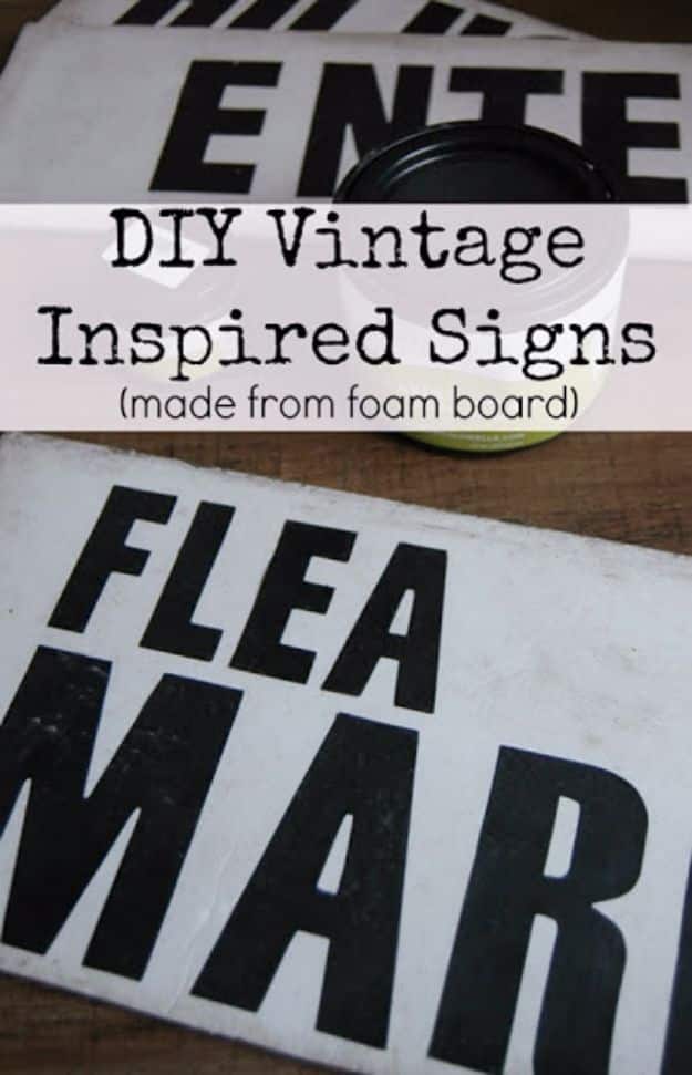 DIY Vintage Signs - DIY Vintage Signs Made From Foam Board - Rustic, Vintage Sign Projects to Make At Home - Creative Home Decor on a Budget and Cheap Crafts for Living Room, Bedroom and Kitchen - Paint Letters, Transfer to Wood, Aged Finishes and Fun Word Stencils and Easy Ideas for Farmhouse Wall Art http://diyjoy.com/diy-vintage-signs