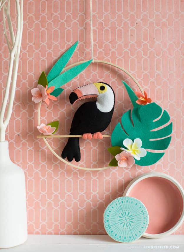DIY Wall Hangings - Felt Toucan Wall Hanging - Easy Yarn Projects , Macrame Ideas , Fabric Tapestry and Paper Arts and Crafts , Planter and Wood Board Ideas for Bedroom and Living Room Decor - Cute Mobile and Wall Hanging for Nursery and Kids Rooms #wallart #diy #roomdecor