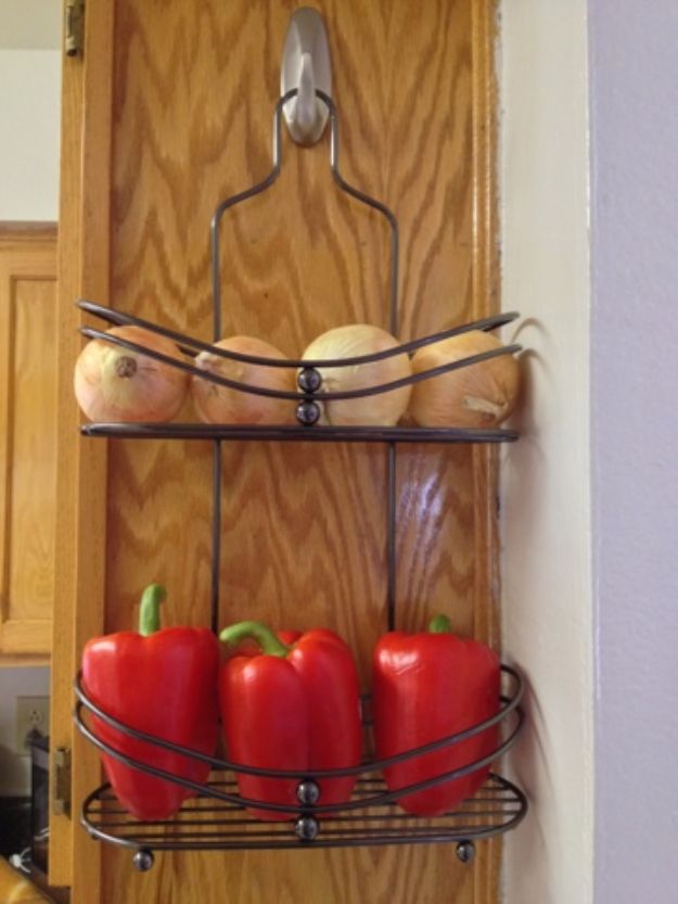 DIY Kitchen Cabinet Ideas - Hang Produce Rack - Makeover and Before and After - How To Build, Plan and Renovate Your Kitchen Cabinets - Painted, Cheap Refact, Free Plans, Rustic Decor, Farmhouse and Vintage Looks, Modern Design and Inexpensive Budget Friendly Projects 