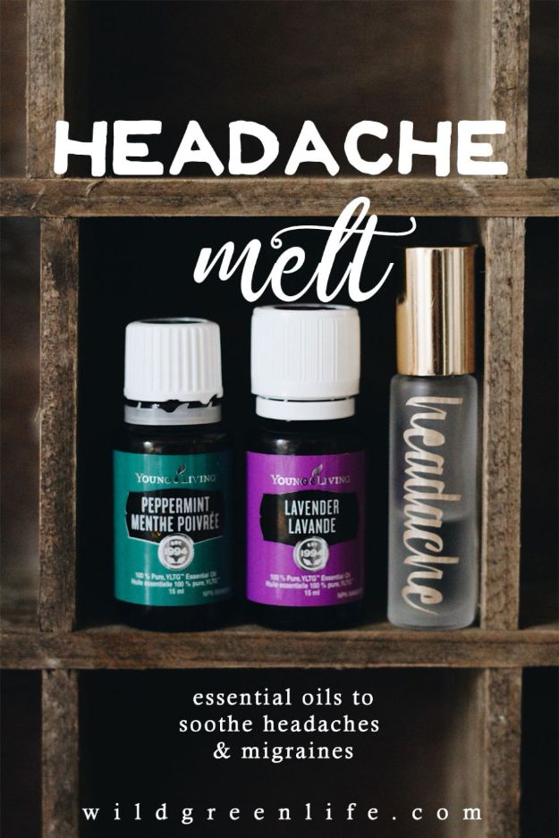 DIY Essential Oil Recipes and Ideas - Headache Melt - Cool Recipes, Crafts and Home Decor to Make With Essential Oil - Diffuser Projects, Roll On Prodicts for Skin - Recipe Tutorials for Cleaning, Colds, For Sleep, For Hair, For Paint, For Weight Loss #crafts #diy #essentialoils