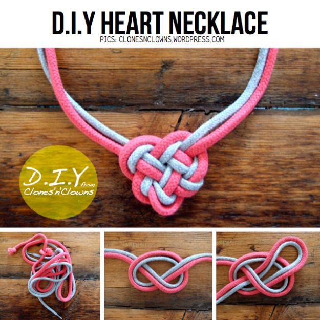 Best Mothers Day Ideas - Heart Knot Necklace - Easy and Cute DIY Projects to Make for Mom - Cool Gifts and Homemade Cards, Gift in A Jar Ideas - Cheap Things You Can Make for Your Mother http://diyjoy.com/diy-mothers-day-ideas