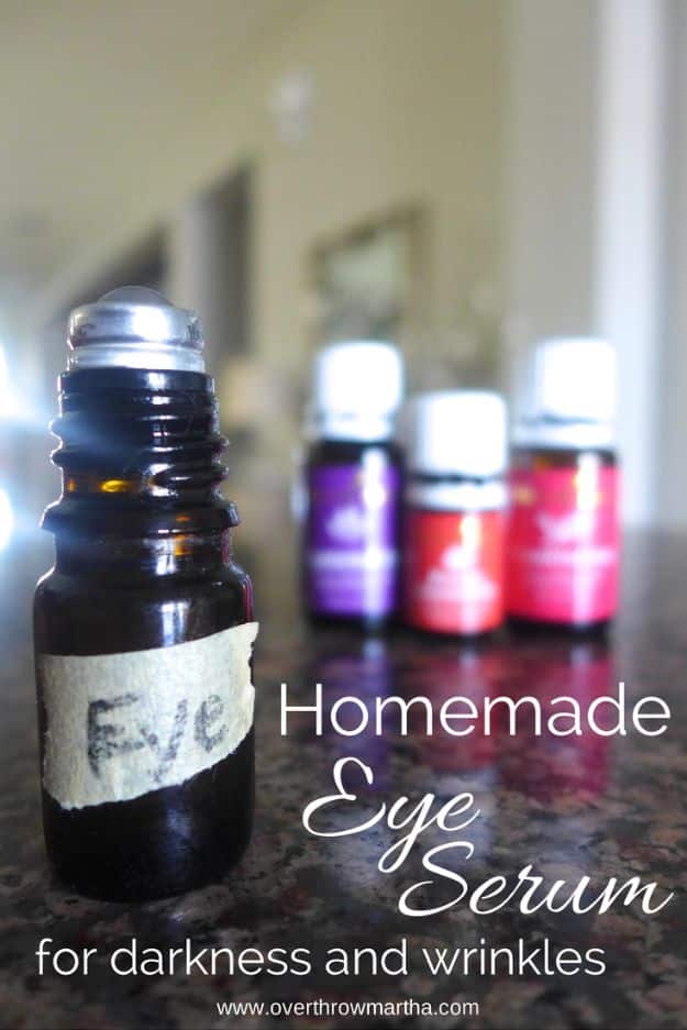 DIY Essential Oil Recipes and Ideas - Homemade Eye Serum - Cool Recipes, Crafts and Home Decor to Make With Essential Oil - Diffuser Projects, Roll On Prodicts for Skin - Recipe Tutorials for Cleaning, Colds, For Sleep, For Hair, For Paint, For Weight Loss #crafts #diy #essentialoils