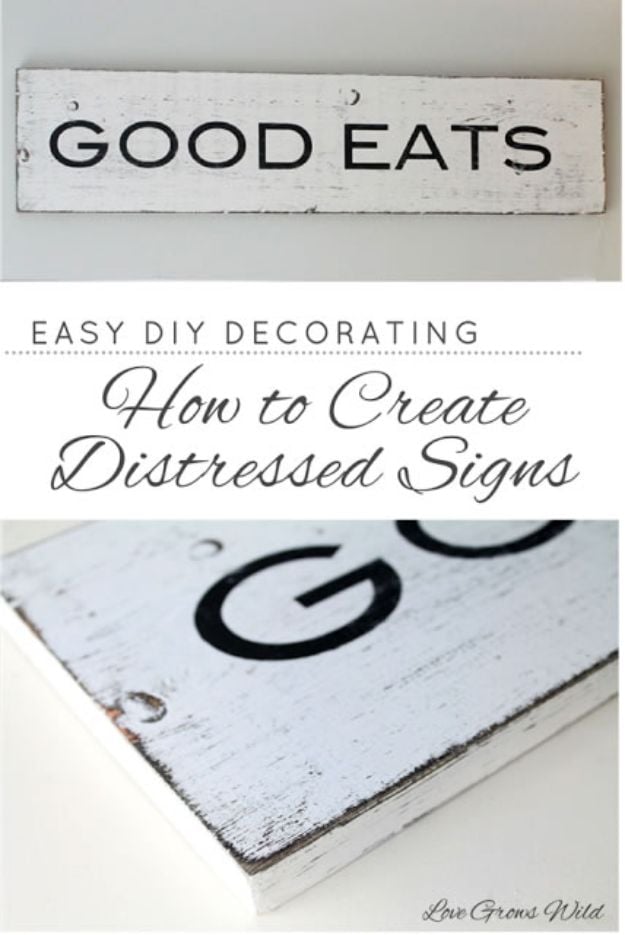 DIY Vintage Signs - How To Create Distressed Signs - Rustic, Vintage Sign Projects to Make At Home - Creative Home Decor on a Budget and Cheap Crafts for Living Room, Bedroom and Kitchen - Paint Letters, Transfer to Wood, Aged Finishes and Fun Word Stencils and Easy Ideas for Farmhouse Wall Art http://diyjoy.com/diy-vintage-signs