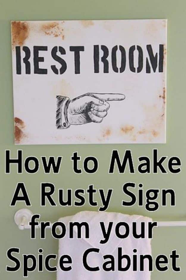 DIY Vintage Signs - How to Paint A Rusty Metal Sign - Rustic, Vintage Sign Projects to Make At Home - Creative Home Decor on a Budget and Cheap Crafts for Living Room, Bedroom and Kitchen - Paint Letters, Transfer to Wood, Aged Finishes and Fun Word Stencils and Easy Ideas for Farmhouse Wall Art http://diyjoy.com/diy-vintage-signs