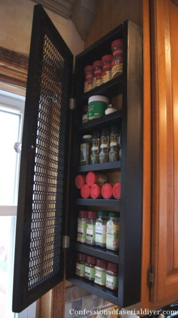 DIY Kitchen Cabinet Ideas - Install Spice Rack - Makeover and Before and After - How To Build, Plan and Renovate Your Kitchen Cabinets - Painted, Cheap Refact, Free Plans, Rustic Decor, Farmhouse and Vintage Looks, Modern Design and Inexpensive Budget Friendly Projects 