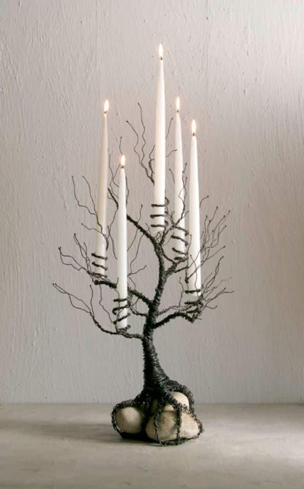 DIY Candle Holders - Jewelry Wire Candle Holder - Easy Ideas for Home Decor With Candles, Tall Candlesticks and Votives - Fun Wooden, Rustic, Glass, Mason Jar, Boho and Projects With Items From Dollar Stores - Christmas, Holiday and Wedding Centerpieces - Cool Crafts and Homemade Cheap Gifts http://diyjoy.com/diy-candle-holders