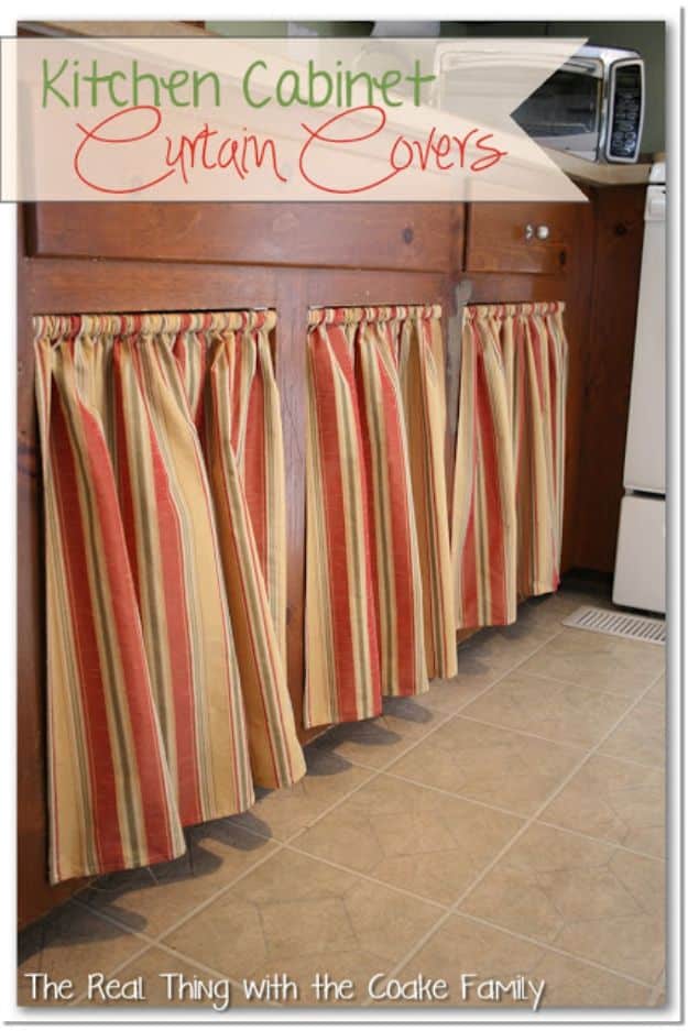 DIY Kitchen Cabinet Ideas - Kitchen Cabinet Curtain Covers - Makeover and Before and After - How To Build, Plan and Renovate Your Kitchen Cabinets - Painted, Cheap Refact, Free Plans, Rustic Decor, Farmhouse and Vintage Looks, Modern Design and Inexpensive Budget Friendly Projects 