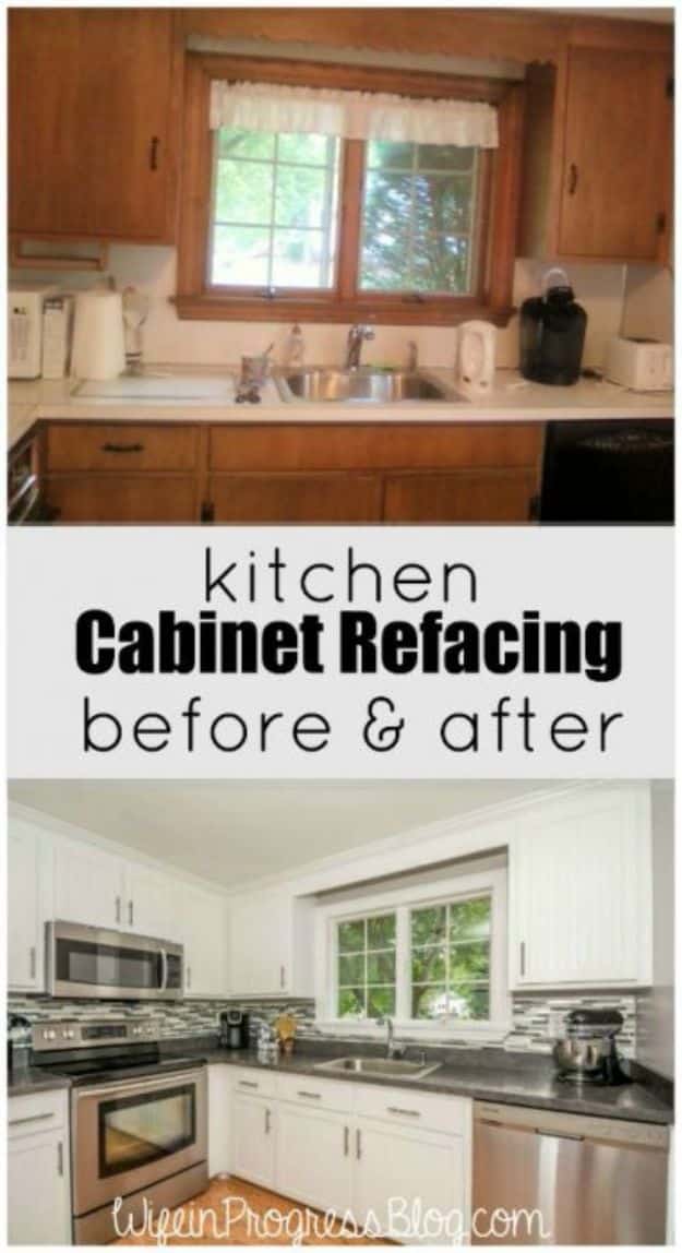 DIY Kitchen Cabinet Ideas - Kitchen Cabinet Refacing - Makeover and Before and After - How To Build, Plan and Renovate Your Kitchen Cabinets - Painted, Cheap Refact, Free Plans, Rustic Decor, Farmhouse and Vintage Looks, Modern Design and Inexpensive Budget Friendly Projects 