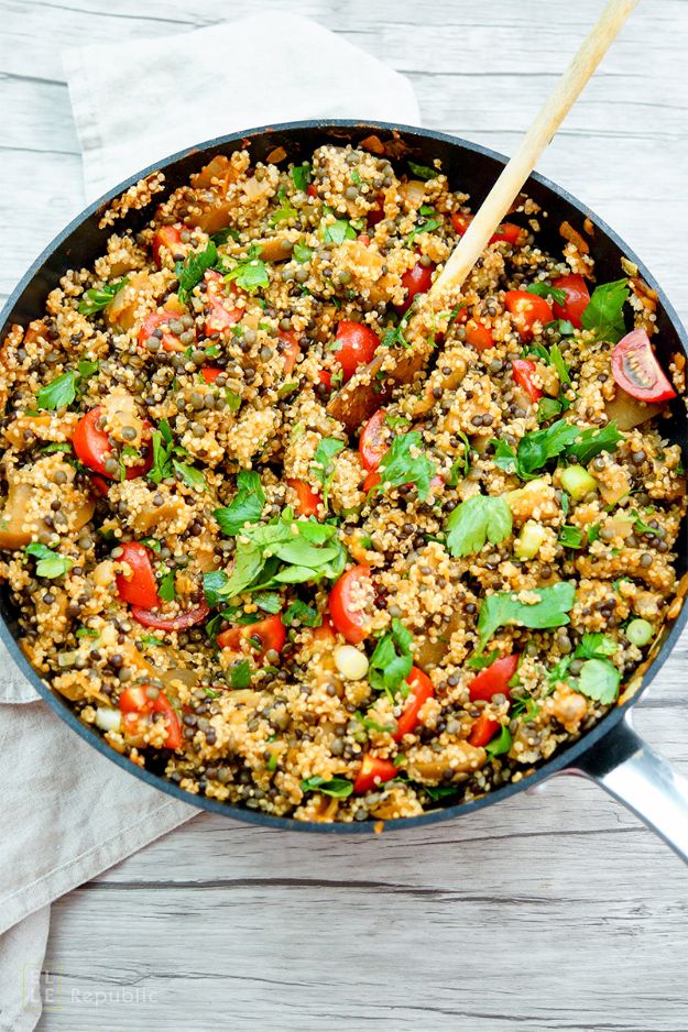 Best Lowfat Recipes - Lentil Quinoa Salad With Eggplant - Easy Low fat and Healthy Recipe Ideas For Eating Well and Dieting, Weight Loss - Quick Breakfasts, Lunch, Dinner, Snack and Desserts - Foods with Chicken, Vegetables, Salad, Low Carb, Beef, Egg, Gluten Free #lowfatrecipes 