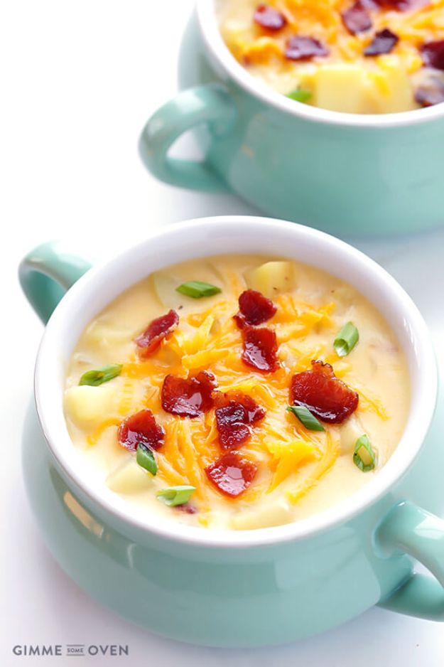 Best Lowfat Recipes - Light And Creamy Potato Soup - Easy Low fat and Healthy Recipe Ideas For Eating Well and Dieting, Weight Loss - Quick Breakfasts, Lunch, Dinner, Snack and Desserts - Foods with Chicken, Vegetables, Salad, Low Carb, Beef, Egg, Gluten Free #lowfatrecipes 