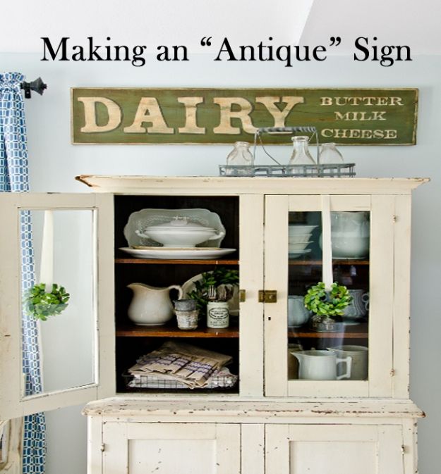 DIY Vintage Signs - Making An “Antique” Sign - Rustic, Vintage Sign Projects to Make At Home - Creative Home Decor on a Budget and Cheap Crafts for Living Room, Bedroom and Kitchen - Paint Letters, Transfer to Wood, Aged Finishes and Fun Word Stencils and Easy Ideas for Farmhouse Wall Art http://diyjoy.com/diy-vintage-signs