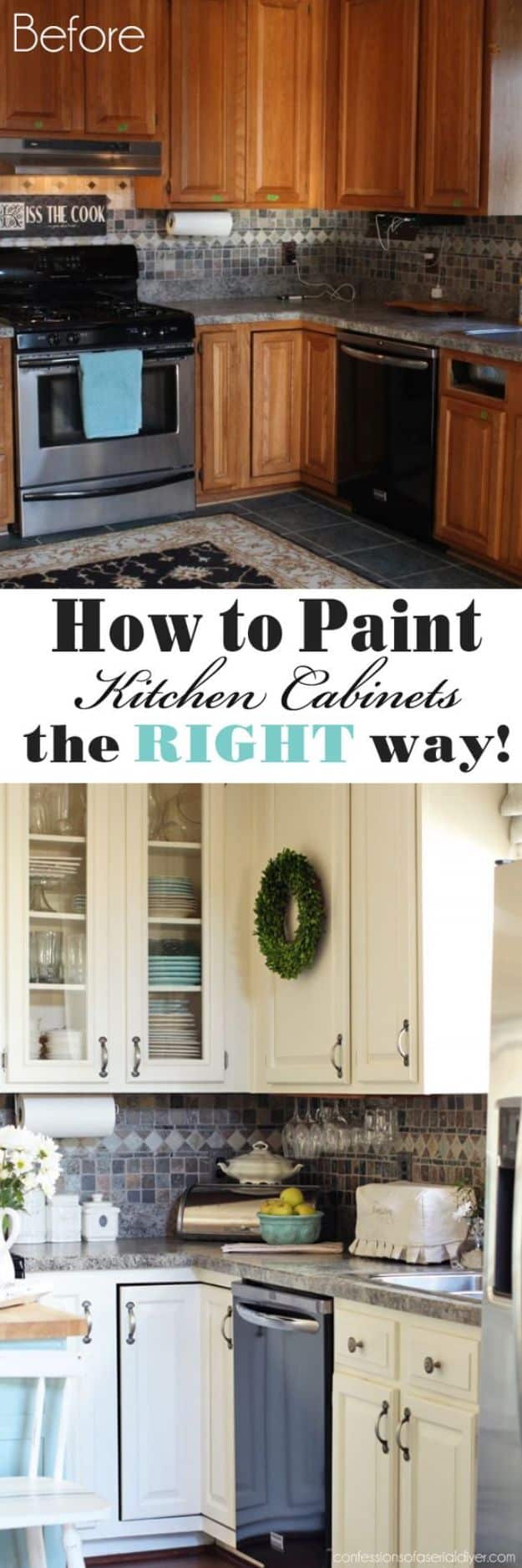 DIY Kitchen Cabinet Ideas - Paint Your Kitchen Cabinets - Makeover and Before and After - How To Build, Plan and Renovate Your Kitchen Cabinets - Painted, Cheap Refact, Free Plans, Rustic Decor, Farmhouse and Vintage Looks, Modern Design and Inexpensive Budget Friendly Projects 