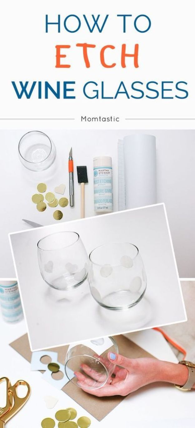 DIY Glassware - Polka Dot Etched Wine Glass - Cool Bar and Drink Glasses You Can Make and Decorate for Creative and Unique Serving Glass Ideas - Mugs, Cups, Decanters, Pitchers and Glass Ware Projects - Paint, Etch, Etching Tutorials, Dotted, Sharpie Art and Dishwasher Safe Decorating Tips - Easy DIY Gift Ideas for Him and Her - Handmade Home Decor DIY 