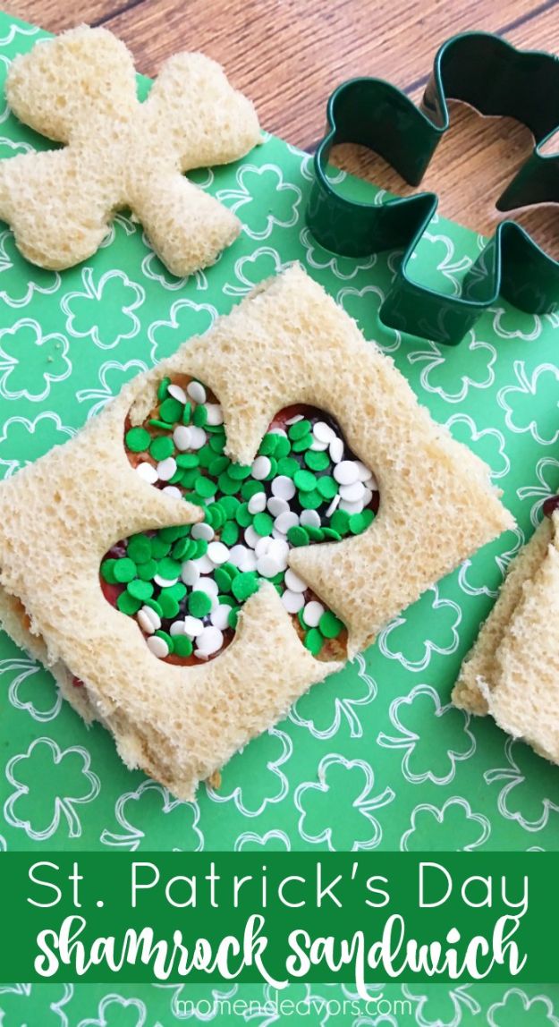 St Patrick's Day Food and Recipe Ideas - St. Patrick’s Day Shamrock Sandwiches - DIY St. Patrick's Day Party Recipes for Dinner, Desserts, Cookies, Cakes, Snacks, Dips and Drinks - Green Shamrocks, Leprechauns and Cute Party Foods - Easy Appetizers and Healthy Treats for Adults and Kids To Make - Potluck, Crockpot, Traditional and Corned Beef http://diyjoy.com/st-patricks-day-recipes