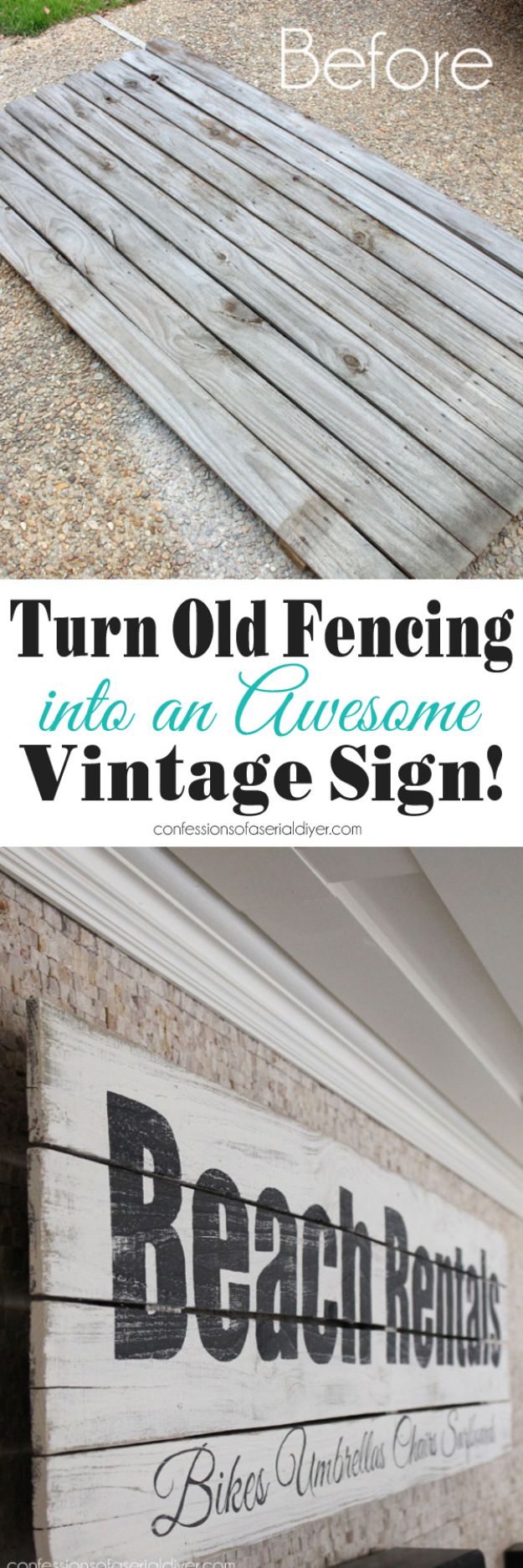DIY Vintage Signs - Turn An Old Fence into A Vintage Sign - Rustic, Vintage Sign Projects to Make At Home - Creative Home Decor on a Budget and Cheap Crafts for Living Room, Bedroom and Kitchen - Paint Letters, Transfer to Wood, Aged Finishes and Fun Word Stencils and Easy Ideas for Farmhouse Wall Art http://diyjoy.com/diy-vintage-signs