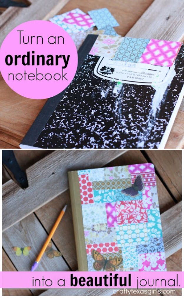 DIY Journals - Turn An Ordinary Notebook Into A Beautiful Journal - Ideas For Making A Handmade Journal - Cover Art Tutorial, Binding Tips, Easy Craft Ideas for Kids and For Teens - Step By Step Instructions for Making From Scratch, From An Old Book - Leather, Faux Marble, Paper, Monogram, Cute Do It Yourself Gift Idea 