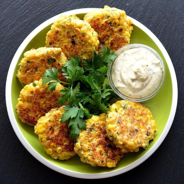 Best Lowfat Recipes - Vegan Corn Fritters - Easy Low fat and Healthy Recipe Ideas For Eating Well and Dieting, Weight Loss - Quick Breakfasts, Lunch, Dinner, Snack and Desserts - Foods with Chicken, Vegetables, Salad, Low Carb, Beef, Egg, Gluten Free #lowfatrecipes 