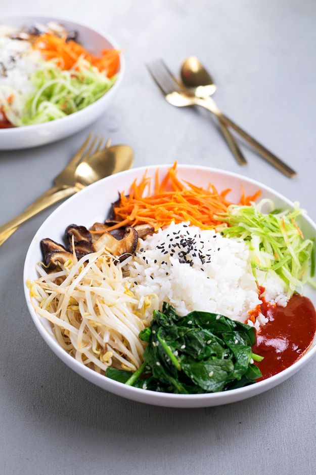 Best Lowfat Recipes - Vegan Korean Bibimbap - Easy Low fat and Healthy Recipe Ideas For Eating Well and Dieting, Weight Loss - Quick Breakfasts, Lunch, Dinner, Snack and Desserts - Foods with Chicken, Vegetables, Salad, Low Carb, Beef, Egg, Gluten Free #lowfatrecipes 