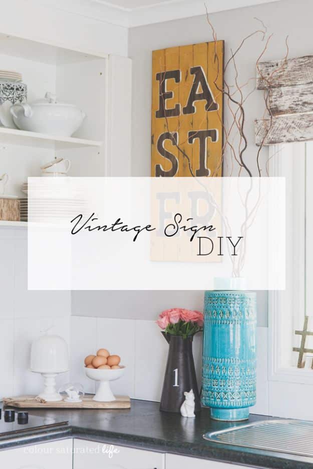 DIY Vintage Signs - Vintage Sign Colour Saturated - Rustic, Vintage Sign Projects to Make At Home - Creative Home Decor on a Budget and Cheap Crafts for Living Room, Bedroom and Kitchen - Paint Letters, Transfer to Wood, Aged Finishes and Fun Word Stencils and Easy Ideas for Farmhouse Wall Art http://diyjoy.com/diy-vintage-signs