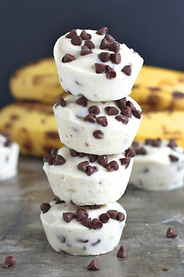 Best Summer Snacks and Snack Recipes - 2-Ingredient Banana Chocolate Chip Ice Cream Bites - Quick And Easy Snack Ideas for After Workout, School, Work - Mid Day Treats, Best Small Desserts, Simple and Fast Things To Make In Minutes - Healthy Snacking Foods Made With Vegetables, Cheese, Yogurt, Fruit and Gluten Free Options - Kids Love Making These Sweets, Popsicles, Drinks, Smoothies and Fun Foods - Refreshing and Cool Options for Eating Otuside on a Hot Day   #summer #snacks #snackrecipes #appetizers