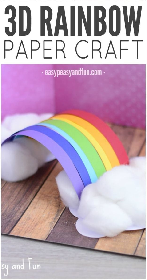 Crafts for Girls - 3D Rainbow Paper Craft - Cute Crafts for Young Girls, Toddlers and School Children - Fun Paints to Make, Arts and Craft Ideas, Wall Art Projects, Colorful Alphabet and Glue Crafts, String Art, Painting Lessons, Cheap Project Tutorials and Inexpensive Things for Kids to Make at Home - Cute Room Decor and DIY Gifts #girlsgifts #girlscrafts #craftideas #girls