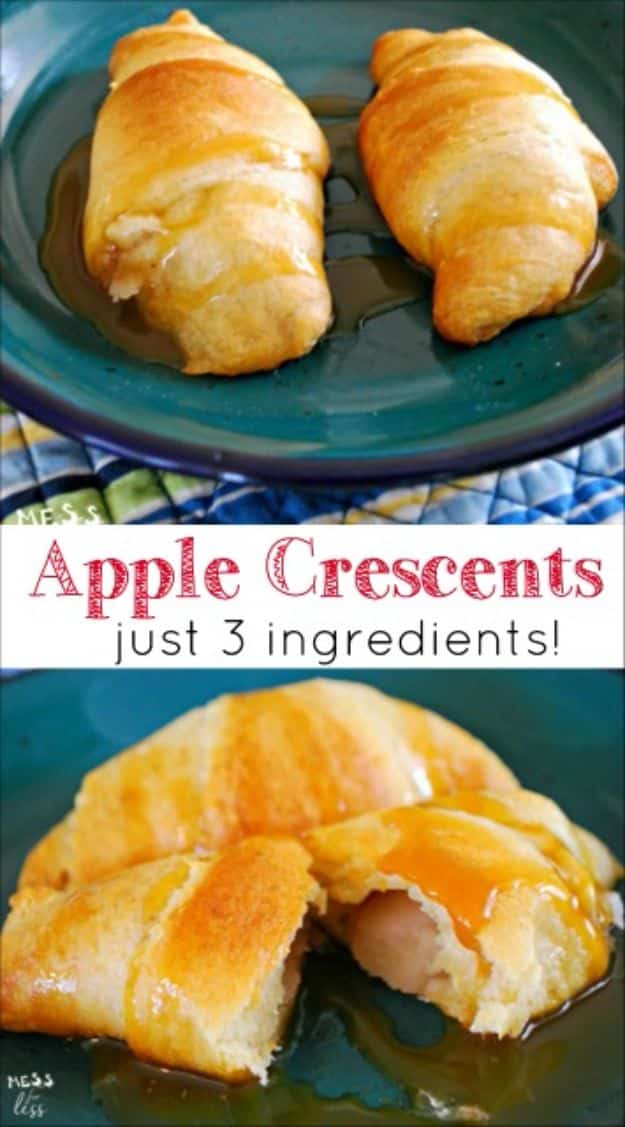 Best Recipes To Teach Your Kids To Cook - Apple Crescents - Easy Ideas To Show Children How to Prepare Food - Kid Friendly Recipes That Boys and Girls Can Make Themselves - No Bake, 5 Minute Foods, Healthy Snacks, Salads, Dips, Roll Ups, Vegetables and Simple Desserts - Recipes To Learn How To Make Fun Food http://diyjoy.com/best-recipes-teach-kids-to-cook