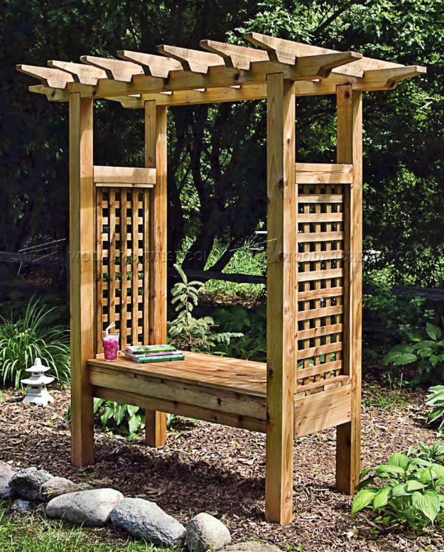 DIY Patio Furniture Ideas -Arbor Bench - Cheap Do It Yourself Porch and Easy Backyard Furniture, Rocking Chairs, Swings, Benches, Stools and Seating Tutorials - Dining Tables from Pallets, Cinder Blocks and Upcyle Ideas - Sectional Couch Plans With Cushions - Makeover Tips for Existing Furniture #diyideas #outdoors #diy #backyardideas #diyfurniture #patio #diyjoy http://diyjoy.com/diy-patio-furniture-ideas