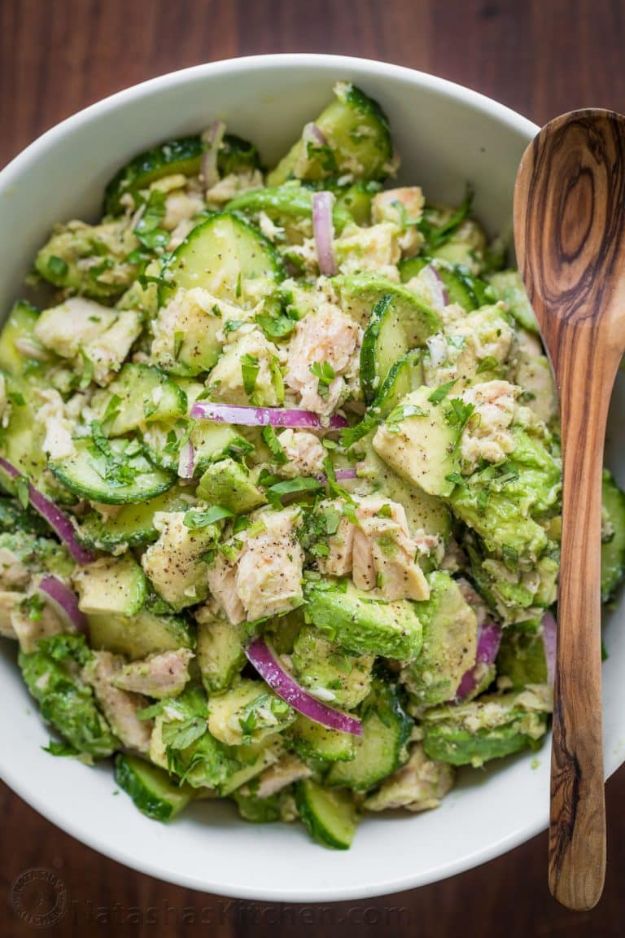 Best Keto Recipes - Avocado Tuna Salad - Easy Ketogenic Recipe Ideas for Breakfast, Lunch, Dinner, Snack and Dessert - Quick Crockpot Meals, Fat Bombs, Gluten Free and Low Carb Foods To Make For The Keto Diet #keto #ketorecipes #ketodiet