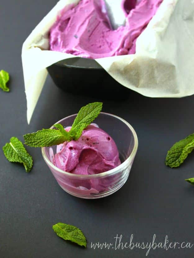 Low Sugar Dessert Recipes - Blackberry Mint Frozen Yogurt - Healthy Desserts and Ideas for Healthy Sweets Without Much Sugar - Raw Foods and Easy Clean Eating Dessert Tips, Keto Diet Snacks - Chocolate, Gluten Free, Cakes, Fruit Dips, No Bake, Stevia and Sweetener Options - Diabetic Diets and Diabetes Recipe Ideas for Desserts #recipes #recipeideas #lowsugar #nosugar #lowcalorie #diyjoy #dessertrecipes #lowsugar #dietrecipes