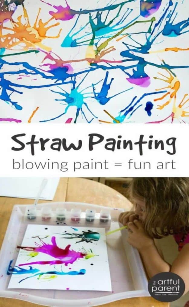 Crafts for Boys - Blow Painting Fun Art With A Straw - Cute Crafts for Young Boys, Toddlers and School Children - Fun Paints to Make, Arts and Craft Ideas, Wall Art Projects, Colorful Alphabet and Glue Crafts, String Art, Painting Lessons, Cheap Project Tutorials and Inexpensive Things for Kids to Make at Home - Cute Room Decor and DIY Gifts to Make for Mom and Dad #diyideas #kidscrafts #craftsforboys