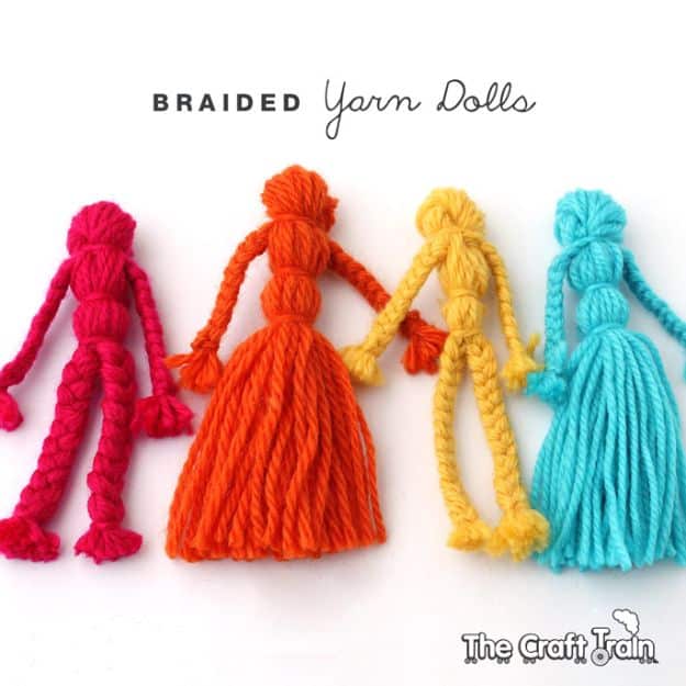 Crafts for Girls - Braided Yarn Dolls - Cute Crafts for Young Girls, Toddlers and School Children - Fun Paints to Make, Arts and Craft Ideas, Wall Art Projects, Colorful Alphabet and Glue Crafts, String Art, Painting Lessons, Cheap Project Tutorials and Inexpensive Things for Kids to Make at Home - Cute Room Decor and DIY Gifts #girlsgifts #girlscrafts #craftideas #girls