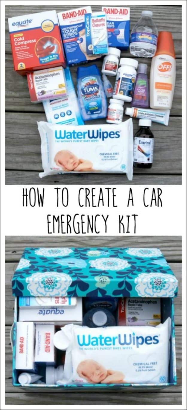 Car Organization Ideas - Car Emergency Kit - DIY Tips and Tricks for Organizing Cars - Dollar Store Storage Projects for Mom, Kids and Teens - Keep Your Car, Truck or SUV Clean On A Road Trip With These solutions for interiors and Trunk, Front Seat - Do It Yourself Caddy and Easy, Cool Lifehacks #car #diycar #organizingideas
