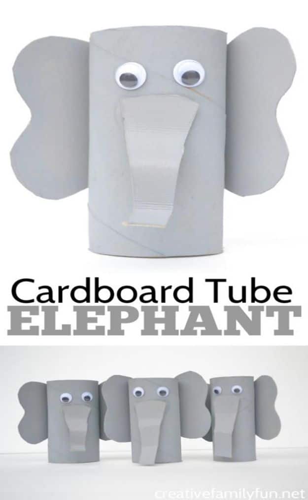Crafts for Boys - Cardboard Tube Elephant Craft - Cute Crafts for Young Boys, Toddlers and School Children - Fun Paints to Make, Arts and Craft Ideas, Wall Art Projects, Colorful Alphabet and Glue Crafts, String Art, Painting Lessons, Cheap Project Tutorials and Inexpensive Things for Kids to Make at Home - Cute Room Decor and DIY Gifts to Make for Mom and Dad #diyideas #kidscrafts #craftsforboys