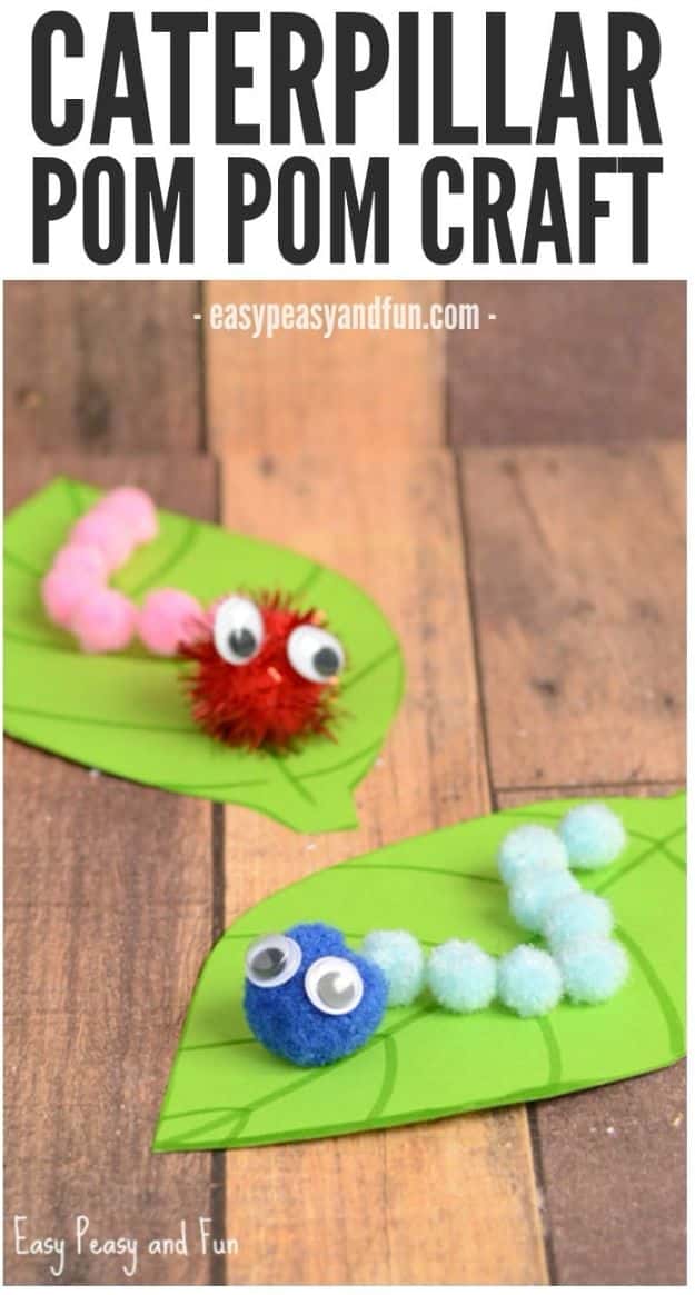 Crafts for Girls - Caterpillar Pom Pom Craft - Cute Crafts for Young Girls, Toddlers and School Children - Fun Paints to Make, Arts and Craft Ideas, Wall Art Projects, Colorful Alphabet and Glue Crafts, String Art, Painting Lessons, Cheap Project Tutorials and Inexpensive Things for Kids to Make at Home - Cute Room Decor and DIY Gifts #girlsgifts #girlscrafts #craftideas #girls