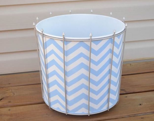 DIY Trash Cans - Chevron Trash Can - Easy Do It Yourself Projects to Make Cute, Decorative Trash Cans for Bathroom, Kitchen and Bedroom - Trash Can Makeover, Hidden Kitchen Storage With Pull Out Cabinet - Lids, Liners and Painted Decor Ideas for Updating the Bin #diykitchen #diybath #trashcans #diy #diyideas #diyjoy http://diyjoy.com/diy-trash-cans