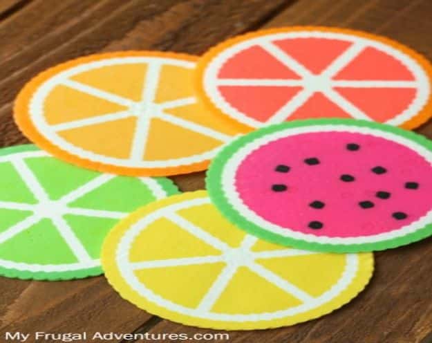 Crafts for Girls - Citrus Perler Bead Coasters - Cute Crafts for Young Girls, Toddlers and School Children - Fun Paints to Make, Arts and Craft Ideas, Wall Art Projects, Colorful Alphabet and Glue Crafts, String Art, Painting Lessons, Cheap Project Tutorials and Inexpensive Things for Kids to Make at Home - Cute Room Decor and DIY Gifts #girlsgifts #girlscrafts #craftideas #girls