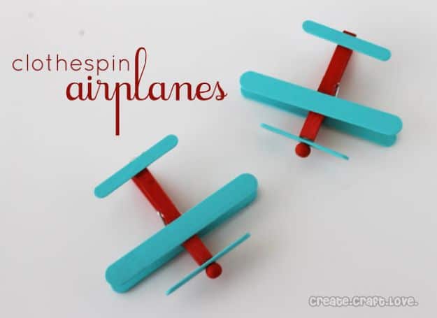 Crafts for Boys - Clothespin Airplanes - Cute Crafts for Young Boys, Toddlers and School Children - Fun Paints to Make, Arts and Craft Ideas, Wall Art Projects, Colorful Alphabet and Glue Crafts, String Art, Painting Lessons, Cheap Project Tutorials and Inexpensive Things for Kids to Make at Home - Cute Room Decor and DIY Gifts to Make for Mom and Dad #diyideas #kidscrafts #craftsforboys