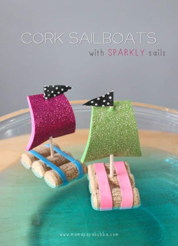 Crafts for Boys - Cork Sail Boats - Cute Crafts for Young Boys, Toddlers and School Children - Fun Paints to Make, Arts and Craft Ideas, Wall Art Projects, Colorful Alphabet and Glue Crafts, String Art, Painting Lessons, Cheap Project Tutorials and Inexpensive Things for Kids to Make at Home - Cute Room Decor and DIY Gifts to Make for Mom and Dad #diyideas #kidscrafts #craftsforboys