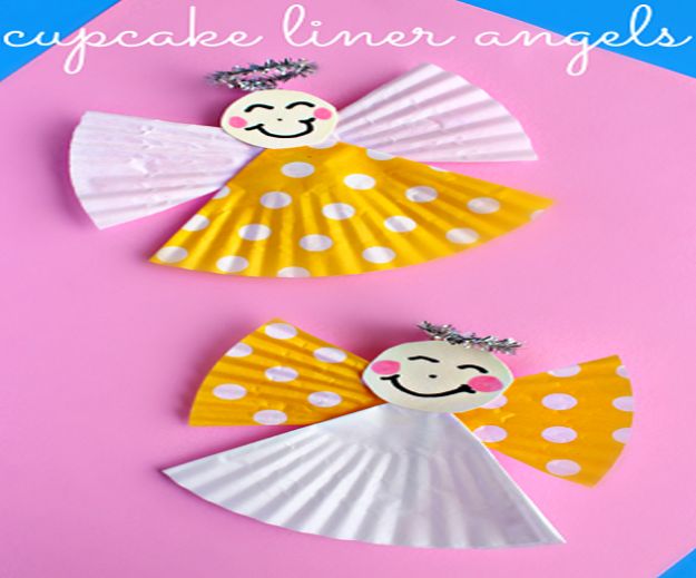 Crafts for Girls - Cupcake Liner Angel Craft - Cute Crafts for Young Girls, Toddlers and School Children - Fun Paints to Make, Arts and Craft Ideas, Wall Art Projects, Colorful Alphabet and Glue Crafts, String Art, Painting Lessons, Cheap Project Tutorials and Inexpensive Things for Kids to Make at Home - Cute Room Decor and DIY Gifts #girlsgifts #girlscrafts #craftideas #girls