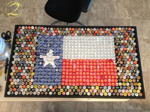 DIY Ideas For Everyone Who Loves Texas - DIY Bottle Cap Table - Cute Lone Star State Crafts In The Shape of Texas - Best Texan Quotes, Sayings and Signs for Your Porch and Home - Easy Texas Themed Decorating Ideas - Country Crafts, Rustic Home Decor, String Art and Map Projects Shaped Like Texas - Decor for Living Room, Bedroom, Bathroom, Kitchen and Yard http://diyjoy.com/diy-ideas-Texas