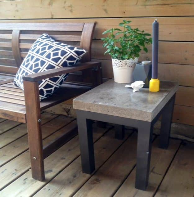 DIY Patio Furniture Ideas - DIY Concrete Side Table - Cheap Do It Yourself Porch and Easy Backyard Furniture, Rocking Chairs, Swings, Benches, Stools and Seating Tutorials - Dining Tables from Pallets, Cinder Blocks and Upcyle Ideas - Sectional Couch Plans With Cushions - Makeover Tips for Existing Furniture #diyideas #outdoors #diy #backyardideas #diyfurniture #patio #diyjoy http://diyjoy.com/diy-patio-furniture-ideas