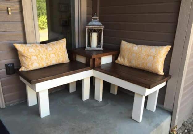 DIY Patio Furniture Ideas - DIY Corner Bench And Table - Cheap Do It Yourself Porch and Easy Backyard Furniture, Rocking Chairs, Swings, Benches, Stools and Seating Tutorials - Dining Tables from Pallets, Cinder Blocks and Upcyle Ideas - Sectional Couch Plans With Cushions - Makeover Tips for Existing Furniture #diyideas #outdoors #diy #backyardideas #diyfurniture #patio #diyjoy http://diyjoy.com/diy-patio-furniture-ideas