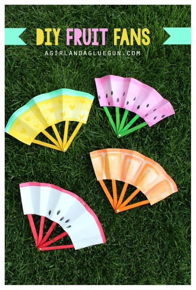 Crafts for Girls - DIY Fruit Fans - Cute Crafts for Young Girls, Toddlers and School Children - Fun Paints to Make, Arts and Craft Ideas, Wall Art Projects, Colorful Alphabet and Glue Crafts, String Art, Painting Lessons, Cheap Project Tutorials and Inexpensive Things for Kids to Make at Home - Cute Room Decor and DIY Gifts #girlsgifts #girlscrafts #craftideas #girls