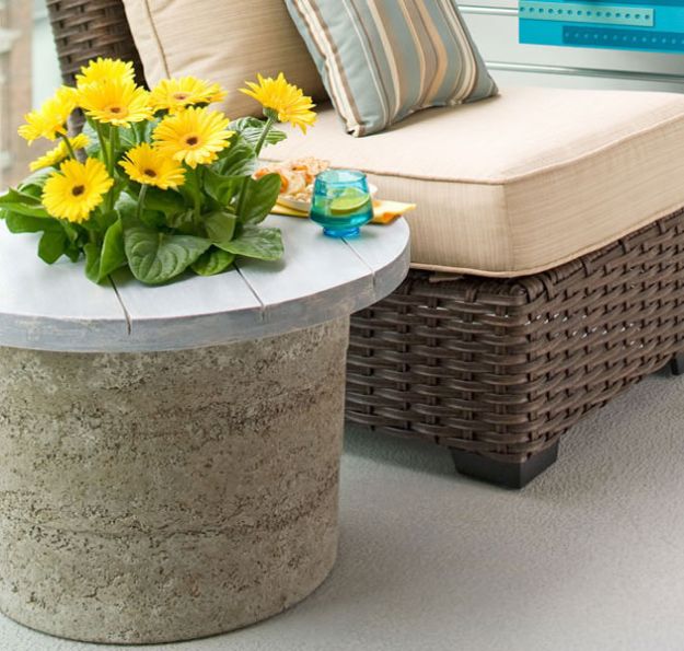 DIY Patio Furniture Ideas - DIY Hypertufa Outdoor Stone Table - Cheap Do It Yourself Porch and Easy Backyard Furniture, Rocking Chairs, Swings, Benches, Stools and Seating Tutorials - Dining Tables from Pallets, Cinder Blocks and Upcyle Ideas - Sectional Couch Plans With Cushions - Makeover Tips for Existing Furniture #diyideas #outdoors #diy #backyardideas #diyfurniture #patio #diyjoy http://diyjoy.com/diy-patio-furniture-ideas