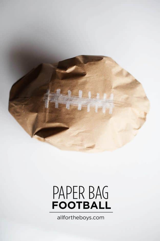 Crafts for Boys - DIY Paper Bag Football Craft - Cute Crafts for Young Boys, Toddlers and School Children - Fun Paints to Make, Arts and Craft Ideas, Wall Art Projects, Colorful Alphabet and Glue Crafts, String Art, Painting Lessons, Cheap Project Tutorials and Inexpensive Things for Kids to Make at Home - Cute Room Decor and DIY Gifts to Make for Mom and Dad #diyideas #kidscrafts #craftsforboys