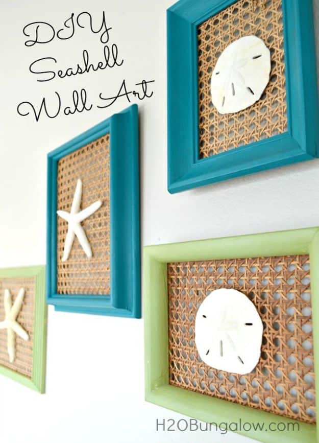 DIY Beach House Decor - DIY Seashell Wall Art - Cool DIY Decor Ideas While On A Budget - Cool Ideas for Decorating Your Beach Home With Shells, Sand and Summer Wall Art - Crafts and Do It Yourself Projects With A Breezy, Blue, Summery Feel - White Decor and Shiplap, Birchwood Boats, Beachy Sea Glass Art Projects for Living Room, Bedroom and Kitchen 